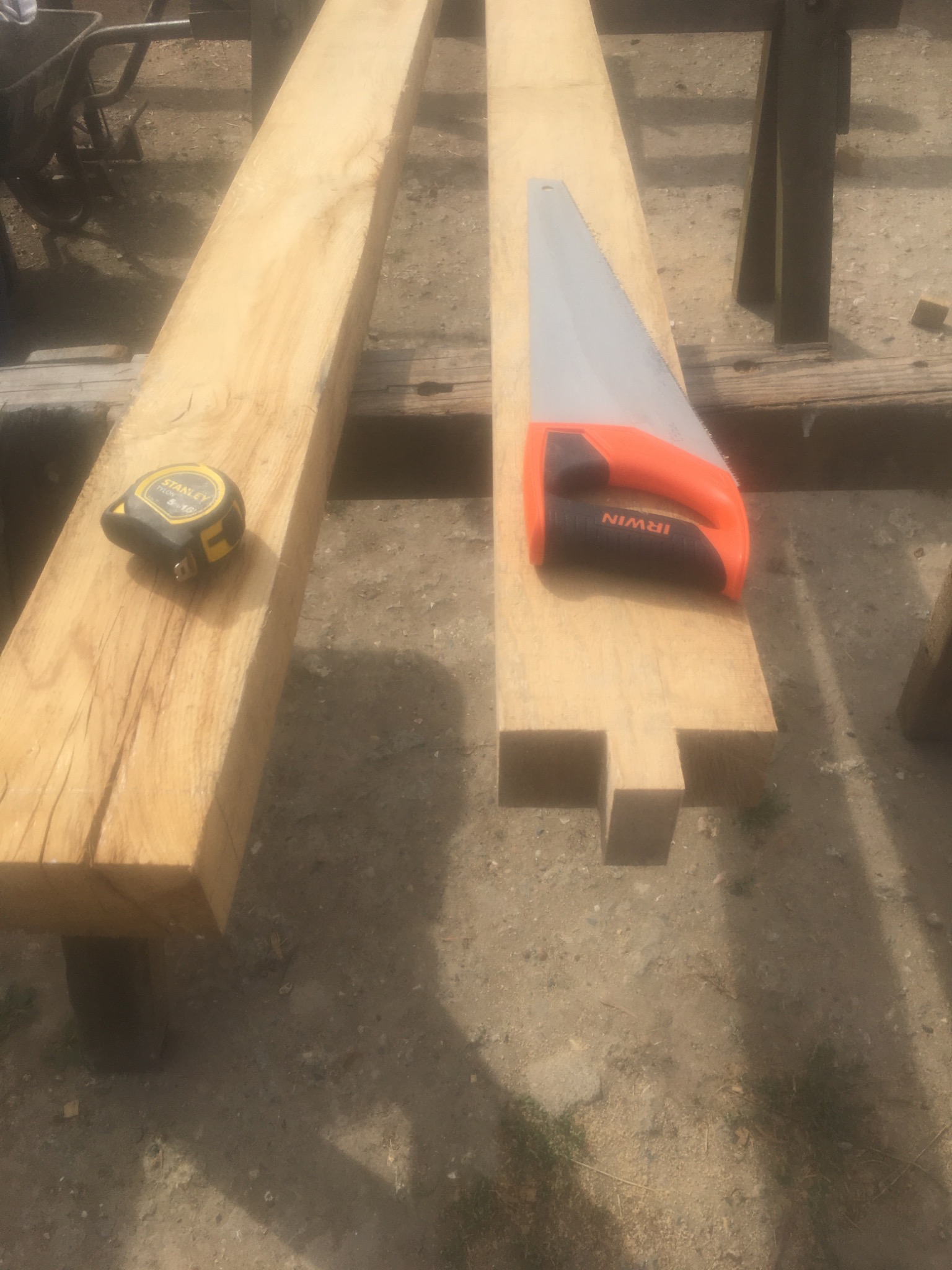 Carpentry tools and timber ready for making