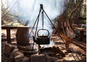 Cooking and learning around a woodland fire